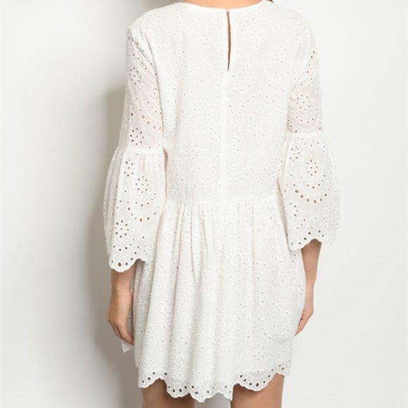 WHITE EYELET DRESS - Picture 2 of 9